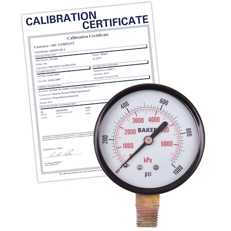 Baker Instruments LVBNA-1000P Pressure Gauge, 0-1000 PSI,  LVBNA-1000P-NIST